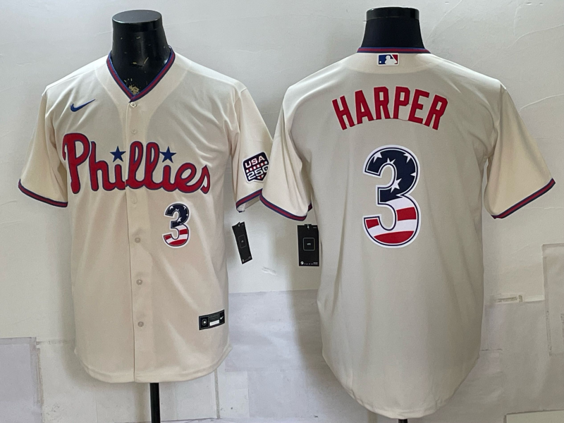 Men 2026 Philadelphia Phillies #3 Harper cream Game Nike MLB Jersey 0727001->philadelphia phillies->MLB Jersey